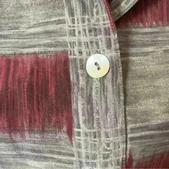 Vtg 90s NWT Casual Corner 100% Silk Red Grey Block Blouse - Size 14 - Picture 3 of 7